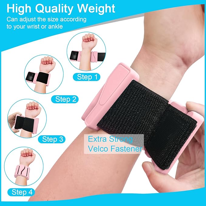 Wrist and Ankle Weights for Women Men, Wearable Strong Arm & Leg Weights Set of 2 (1Lb Each), Adjustable Ankle Weights for Home Gym, Yoga, Walking, Running, Dance, Pilates, Cardio, Aerobics