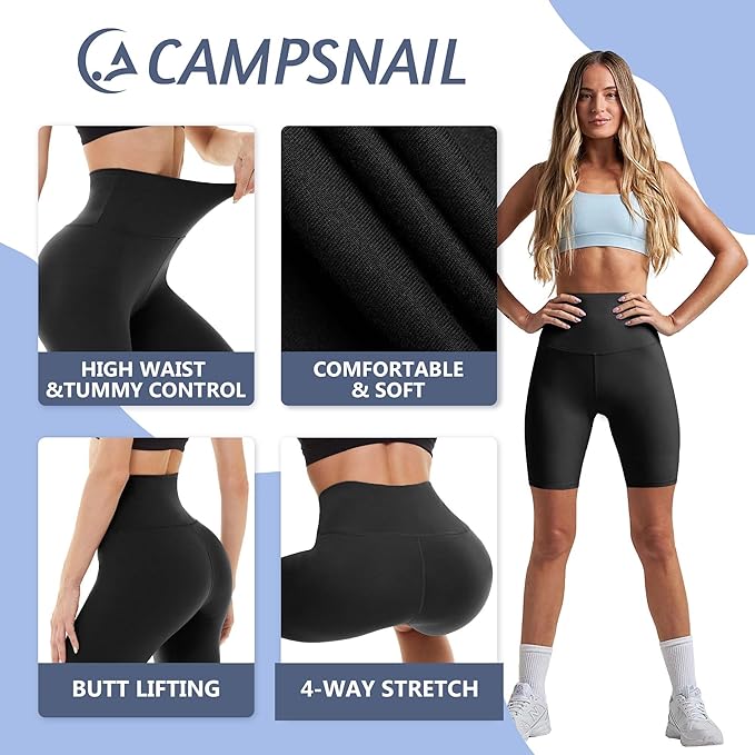 CAMPSNAIL Workout Biker Shorts Women - 3"/5"/8" High Waisted Tummy Control Spandex Booty Volleyball Shorts for Yoga Dance