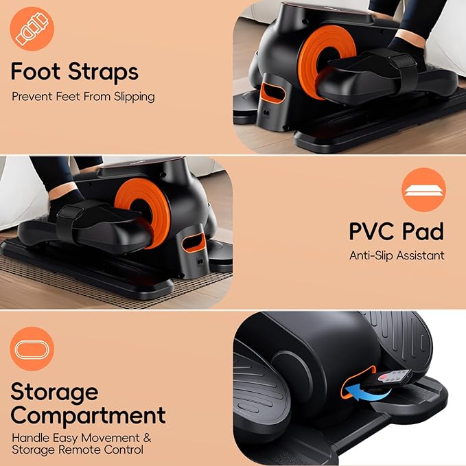 Under Desk Elliptical Machine, Morelax Ellipse Leg Exerciser for Seniors Fully Assembled, Quiet & Portable Electric Seated Pedal Exerciser with Remote Control & 12 Adjustable Speeds