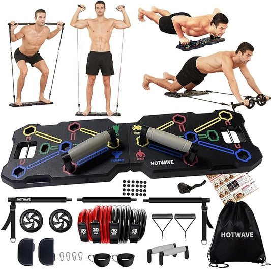 HOTWAVE Portable Workout Equipment with 20 Gym Accessories.Push