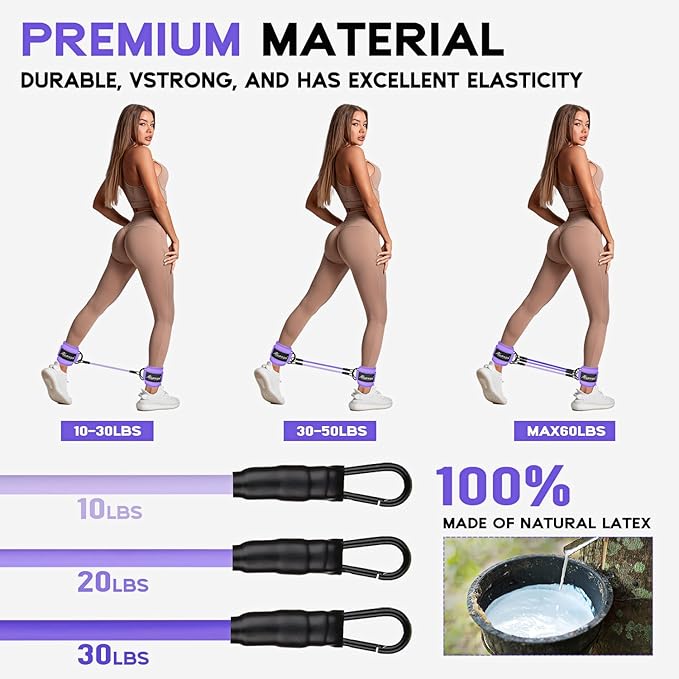 Ankle Resistance Bands, Ankle Bands for Working Out with Cuffs, Resistance Bands for Leg Butt Training Workout Equipment for Kickbacks Hip Gluteus Training Exercises, Ankle Strap with Exercise Bands