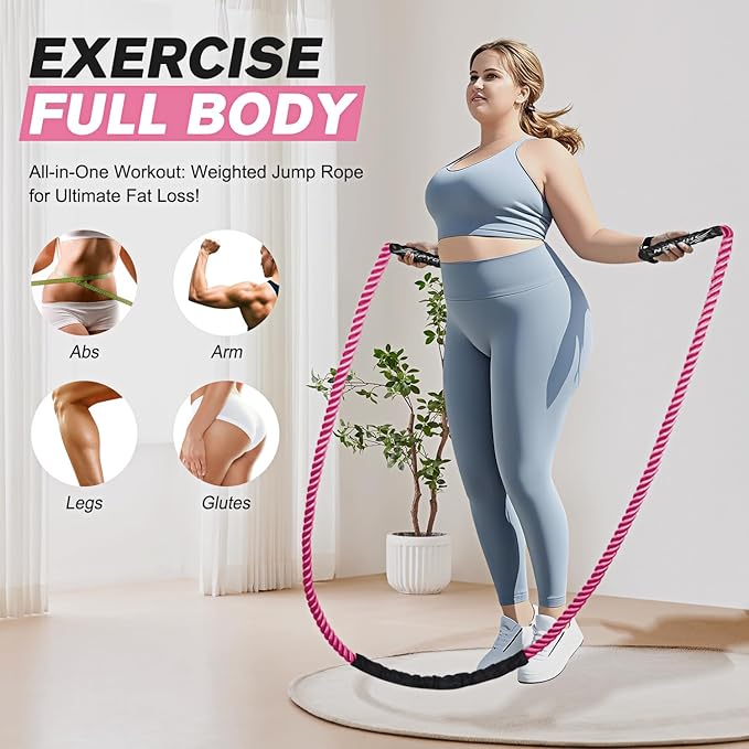 Jump Rope, Weighted Jump Ropes for Men women, 2.8lb 3.8lb 5lb Heavy Skipping Rope for Exercise, Adult Jumpropes for Home Workout, Improve Strength and Building Muscle,Total Body Workout Equipment