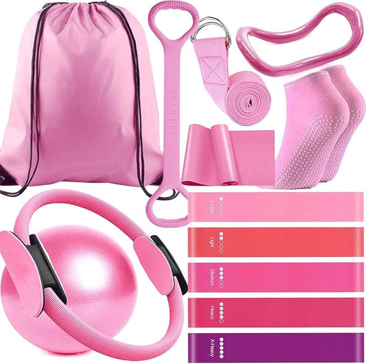 Pilates Ring and Ball Set with 8 Resistance 9 in