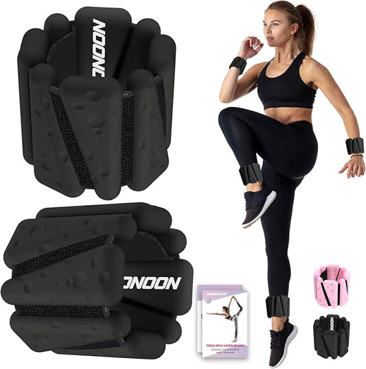 Wrist Ankle Weights Bangles 2lb for Women, Adjustable Silicone Pilates Weights Bracelet, Heavy Duty Fasteners Wearable Arm & Leg Weights for Yoga, Pilates, Barre, Walking and Gym (Set of 2)