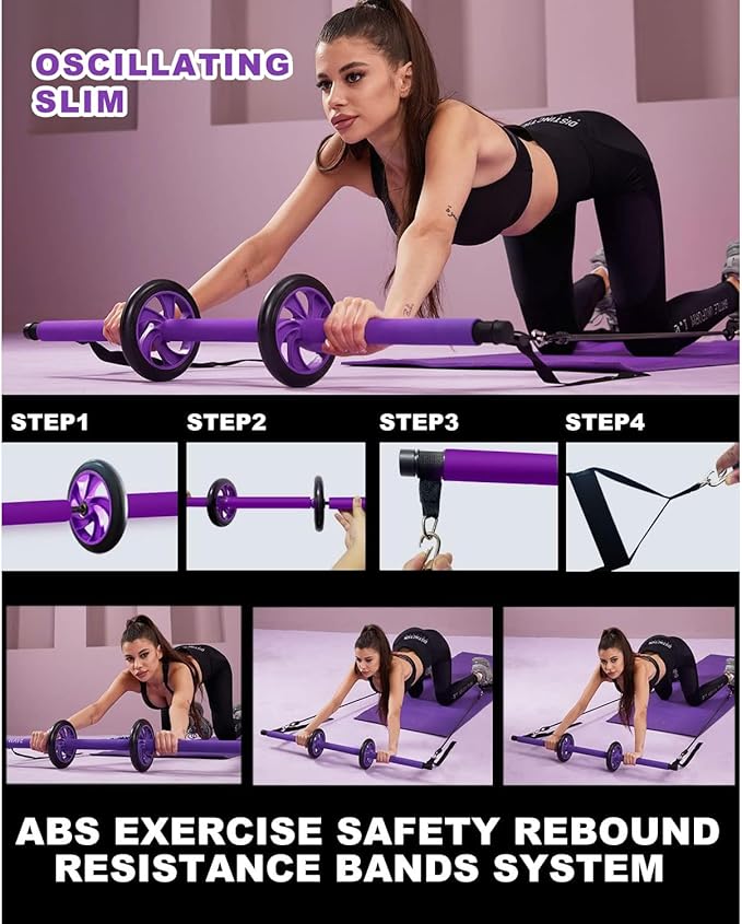 Ultimate Pilates bar kit.Multiple Fitness bar with Resistance Bands, Ab Rollers. Core Strength Training Equipment. Squat Machine for Men and Women. Portable Home Gym