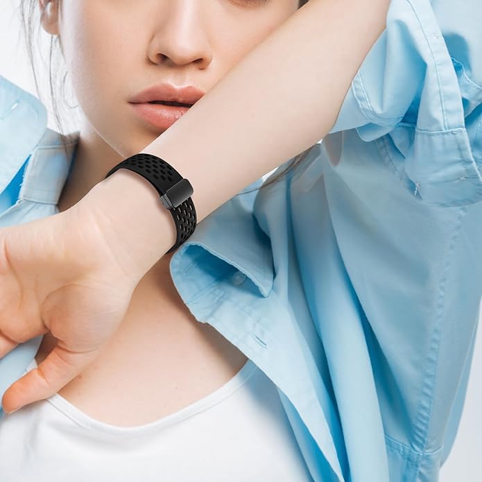 Magnetic Anti Sweat Sport Band Compatible for Fitbit 2/Fitbit Versa 4/Fitbit Sense/Fitbit 3, Waterproof
