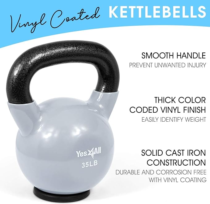 Yes4All Kettlebells Rubber Base (10-65 lbs)