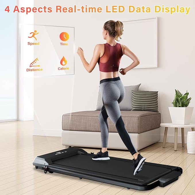 Treadmill with Incline, Walking Pad Foldable Treadmills for Home with 2.5HP, Speed 6.2-7.6MPH Walking Pad with Handle Bar, Remote Control and LED Display