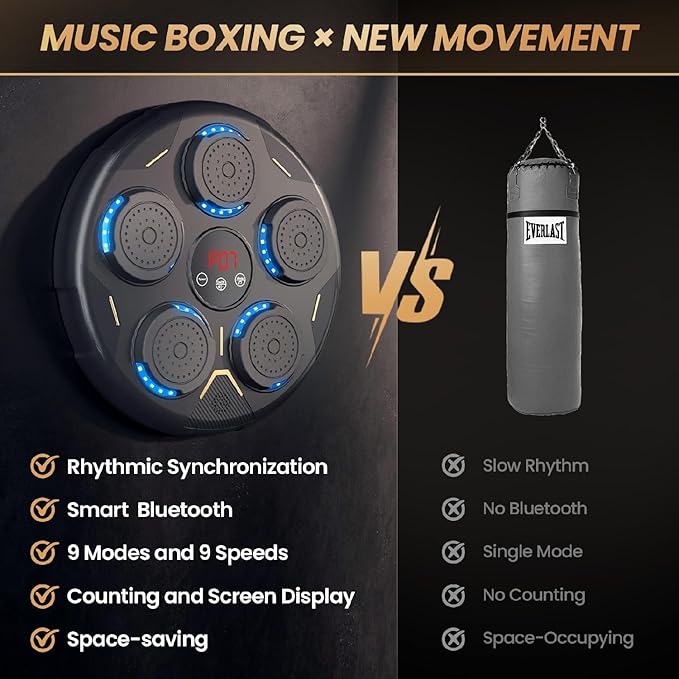 Music Boxing Machine, Boxing Machine with Beat Sync, Music Boxing for Adults and Kids, 9 Modes & 9 Speeds Includes Boxing Gloves