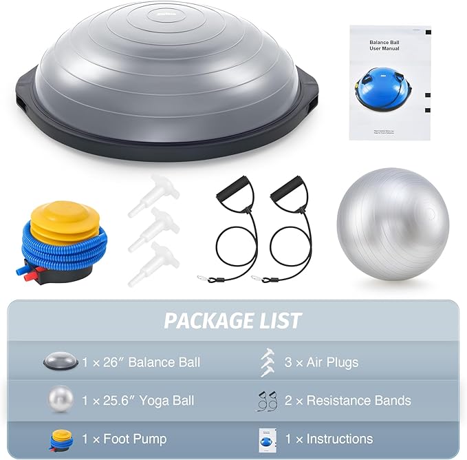 ZELUS 25in. Balance Ball 1500lb Inflatable 2 Bands,