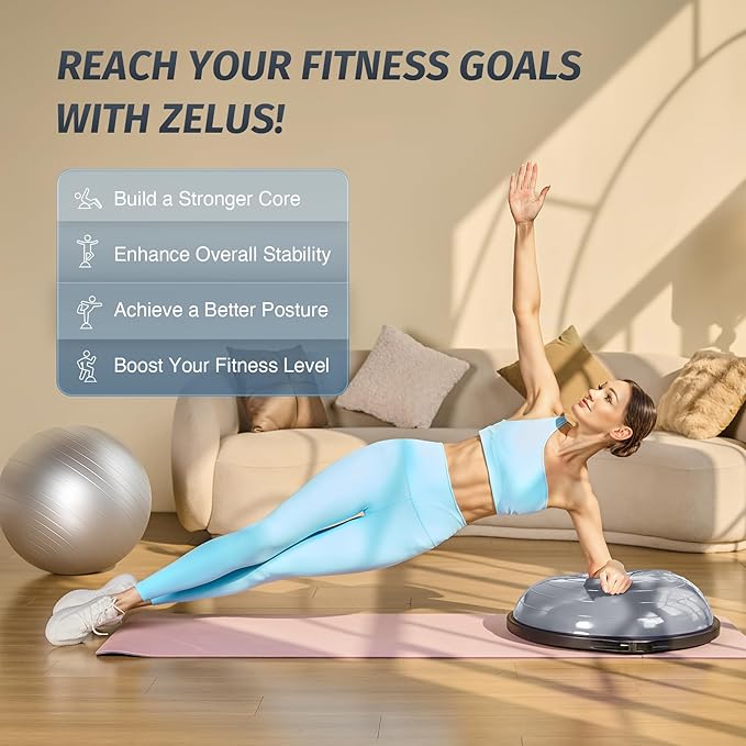 ZELUS 25in. Balance Ball 1500lb Inflatable 2 Bands,