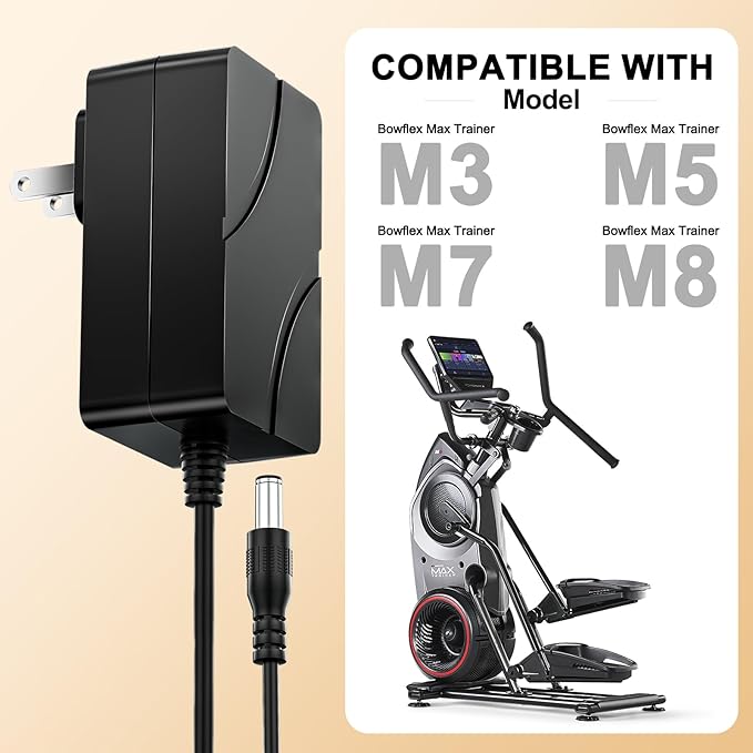 Charger Compatible with Bowflex Max Trainer Power Cord Compatible with Bowflex Max Trainer M5 Power Cord, M3 M7 M8 HVT Exercise Elliptical Treadmill Cardio Machine Solopen (ETL Listed)