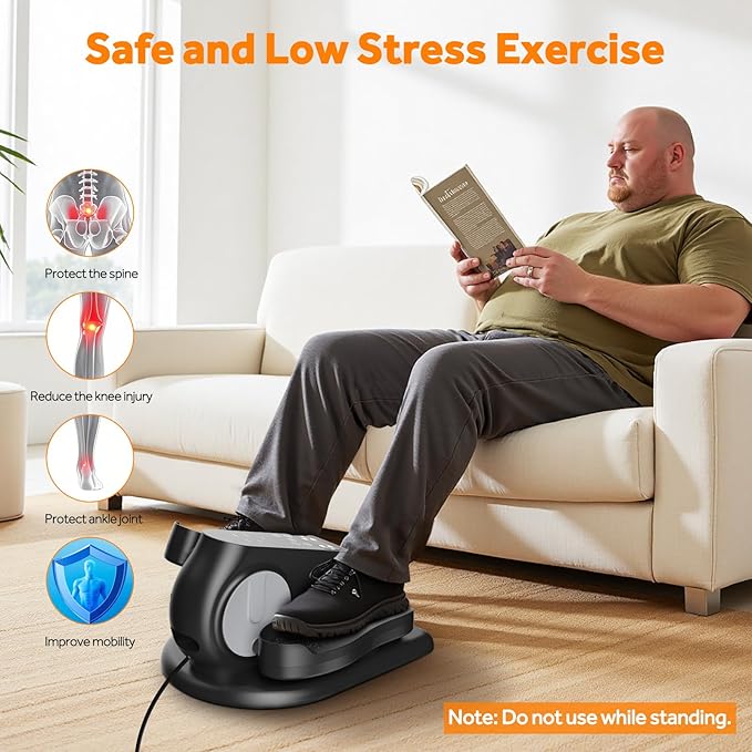 Under Desk Elliptical Machine with Touch LED Monitor,12-Speed Electric Large Pedal Exerciser for Seniors,Leg Exerciser with Forward & Reverse Direction, Manual & Auto Mode for Home Office