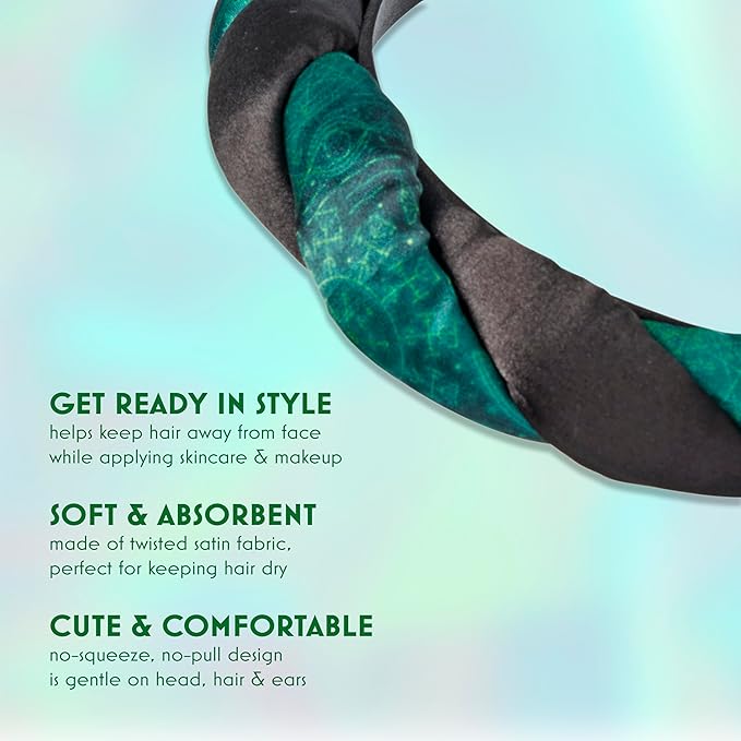 Wicked Elphaba Satin Twisted Spa Headband - Makeup Headband - Scunci by Conair