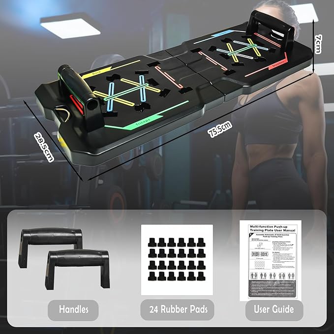 Push Up Board, Portable Foldable Multi-Function Push Up Bar, Professional Pushup Bar System for Chest Tricep Back Workout, Fitness Strength Training Equipment for Men & Women