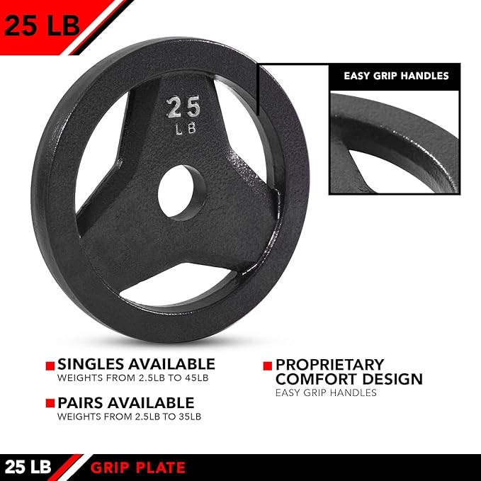 JFIT Olympic 2" Cast Iron Grip Plate OR 2" Rubber 6 Weights (2.5lbs to 45lbs) Plates