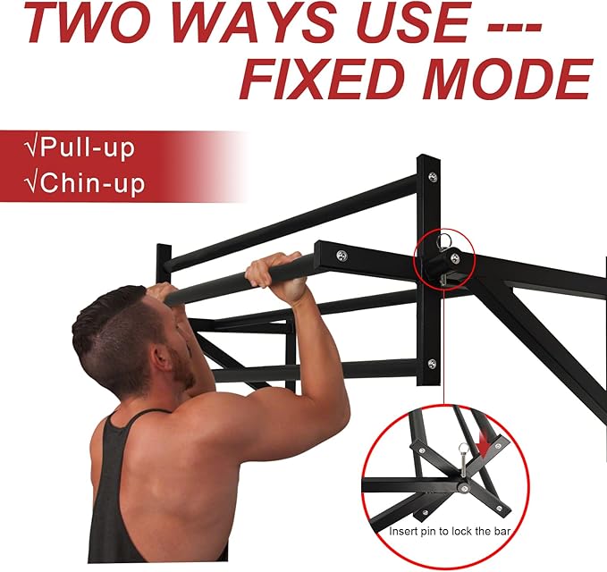 BESTHLS Wall Mounted Pull Up Bar and Dip Station 440 Lbs