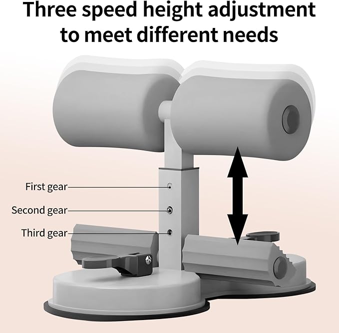 Sit Up Bar Foot Holder Heigh Adjustable - Sit Up Assistance Device with 2 Strong Suction Cups - Essential Ab Workouts & Core Exercise Equipment for Home Workouts