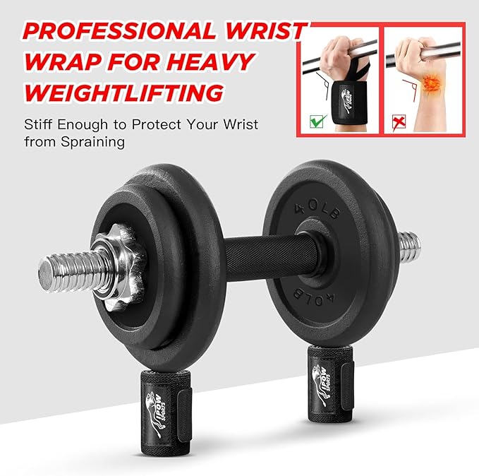 IPOW 18'' Professional Wrist Wraps for Weightlifting 2 Pack(IPF Approved), Heavy Duty Gym Wrist Straps for Working Out, Weight Lifting Wrist Brace for Men & Women, Wrist Support with Thumb Loop