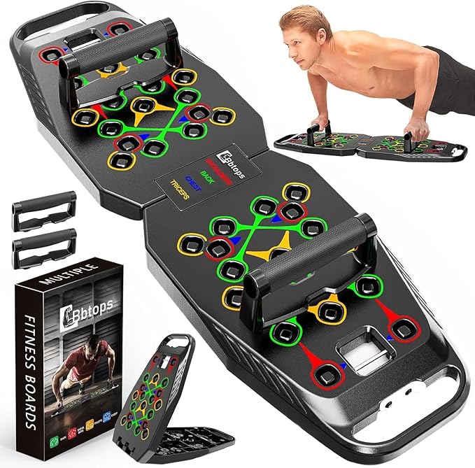 Push UP Board, Pilates Bar & 20 Fitness Accessories with Resistance Bands Ab Roller Wheel, 25 in 1 Foldable Push up Bar at Home Gym, Workout Exercise Equipment for Man and Women-Blackgray