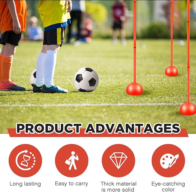 Jenaai 6 Sets Agility Poles with Base Coaching
