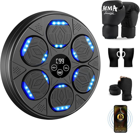 Smart Music Boxing Machine for Adults and Kids, Boxing Equipment with Boxing Gloves, Wall Mounted Electronic Punching Machine for Home Gym Workout Indoor