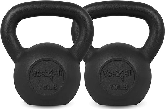 Yes4All 5-80 lbs Cast Iron Kettlebell for Dumbbell Weights Exercises, Gym, Full Body Home Workout Equipment, Push up, Grip and Strength Training