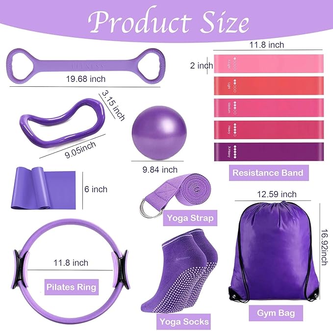 Pilates Ring and Ball Set with 8 Resistance 9 in