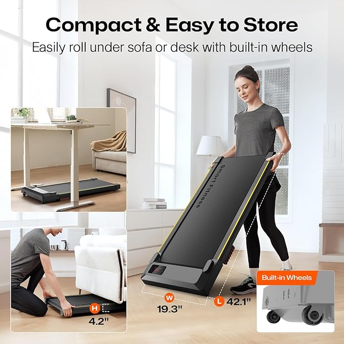 Walking pad, 3-in-1 Under Desk Treadmill for Home and Office, 2.5 HP Portable Walking Jogging Running Machine with Remote Control and LED Display
