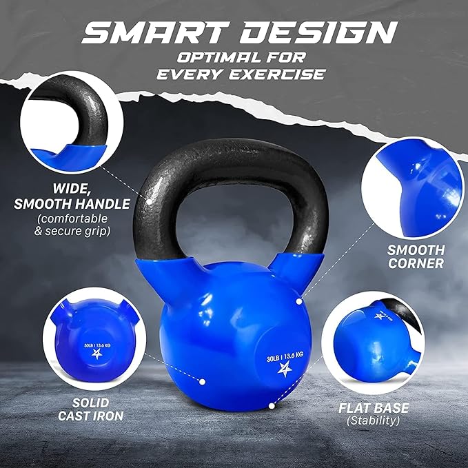 Yes4All 5-65lbs Kettlebells Vinyl Coated Cast Iron