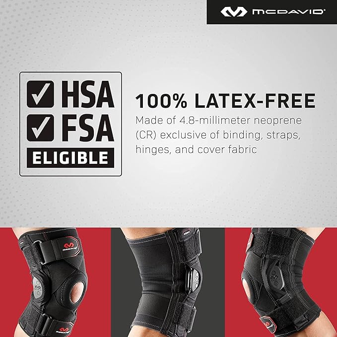McDavid Hinged Knee Brace for Men and Women, Knee Brace with Side Stabilizers, Knee Compression Sleeves and Stability Straps for ACL, LCL, Arthritis, Tendonitis, MCL, Patella, Left and Right
