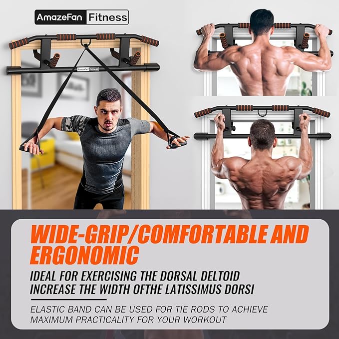 AmazeFan Pull Up Bar Doorway with Ergonomic Grip 2024 Upgrade