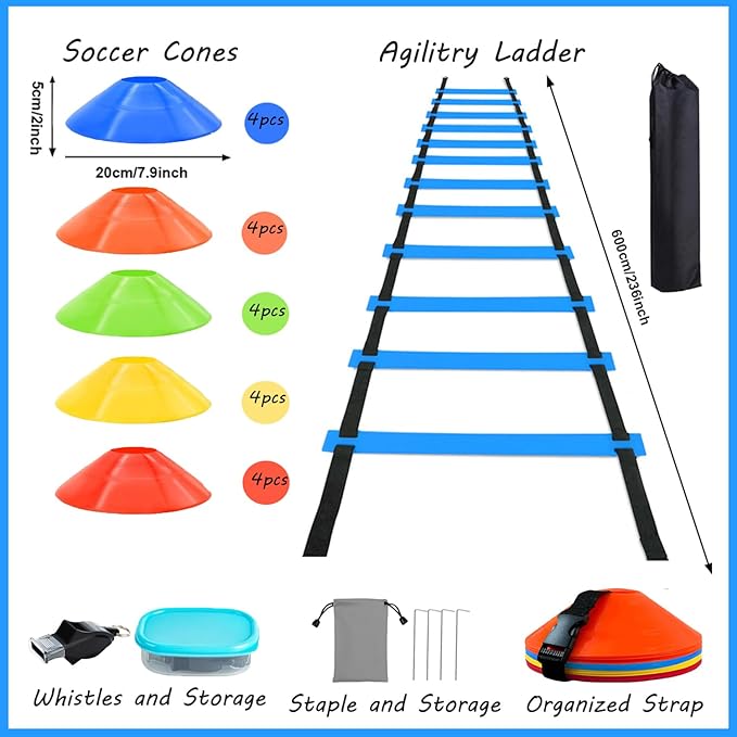 TGLTIC Soccer Agility Training Equipment Set 1 Agility 20 Soccer 4 Steel