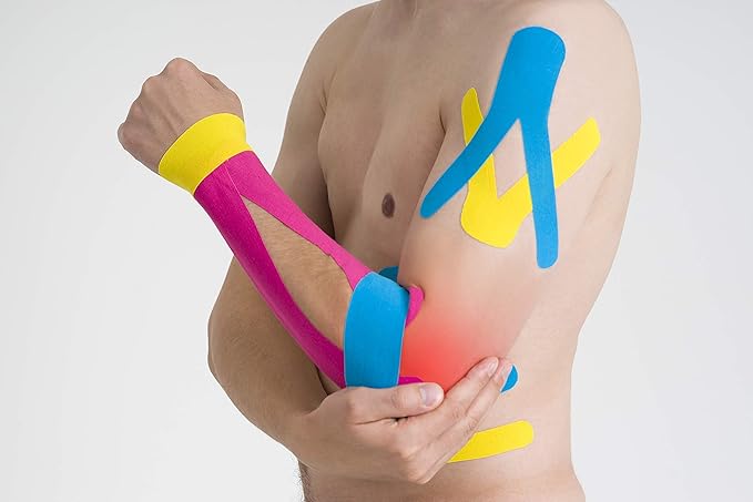 JB Tape, Precut Kinesiology Strips 4 Rolls- (80 Count, 10") Elastic, Latex-Free, Water Resistant, Athletic Sports Tape for Body, Joint & Muscle Support. (Black)