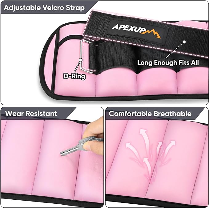 APEXUP 10lbs/Pair Adjustable Ankle Weights for Women and Men