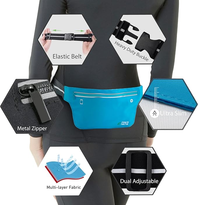 UltraSlim Fanny Waist Pack – Water Resistant Bag 24 to 43inch Waists, 6.7inch –