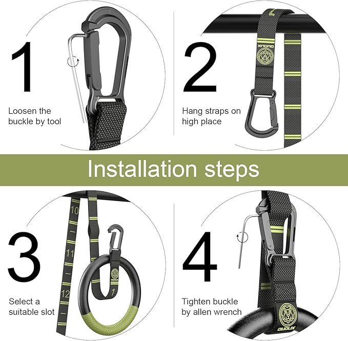 QUOLIX Gymnastic Rings with Adjustable Straps 1300lbs Exercise