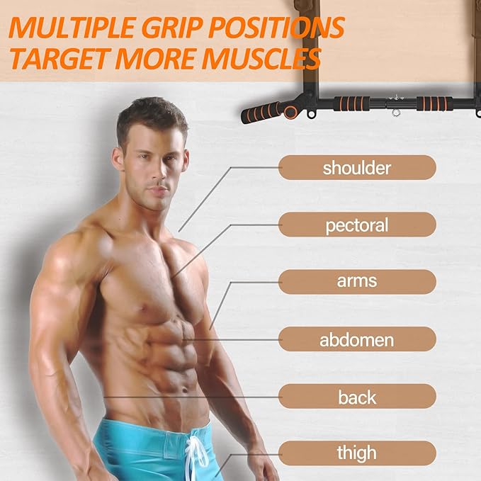BESTHLS Wall Mounted Pull Up Bar and Dip Station 440 Lbs
