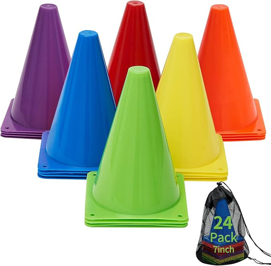 Cones Sports for Kids 24 Pack 7 Inch