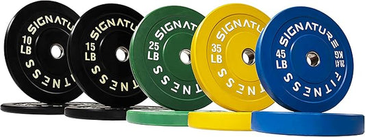 Signature Fitness 2" Olympic Bumper Plate Weight Plates 7FT Olympic