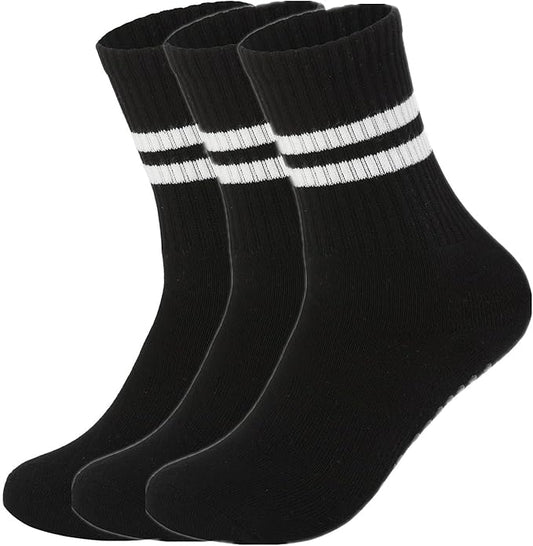 Flydo Pilates Grippy Socks with Grips for Women Yoga Non Slip Long Socks for Pure Barre, Ballet,Dance Workout 2-5 Pack