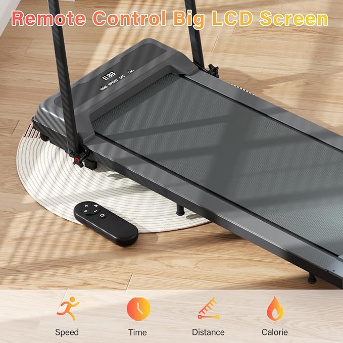 Treadmill with Incline, Walking Pad Foldable Treadmills for Home with 2.5HP, Speed 6.2-7.6MPH Walking Pad with Handle Bar, Remote Control and LED Display
