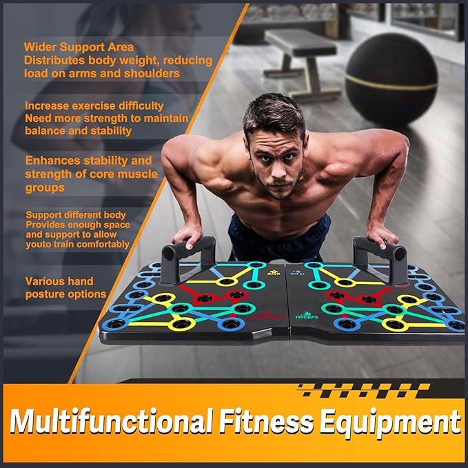 AERLANG Push Up Board, Portable Multi-Function Foldable 10 in 1 Push Up Bar, Push up Handles for Floor,Professional Push Up Strength Training Equipment