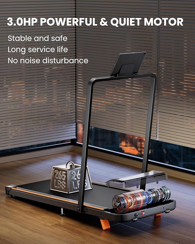 Walking Pad, Under Desk Treadmill with Incline for Home Office 2.5HP Portable Walking Treadmill with 280 Lbs Weight Capacity Walking Machine, Remote Control, LED Display