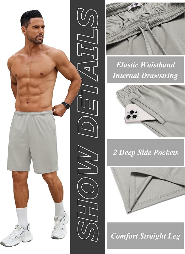COOFANDY Men's Gym Workout Shorts 7 Inch Stretch Athletic Shorts Lightweight Running Training Short Pants with Pockets