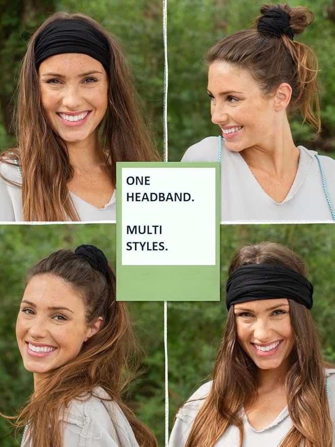 Huachi Wide Headbands for Women Non Slip Thick Womens Headbands Boho Elastic Hair Bands for Women's Hair Stretchy Sweat Headband for Workout Running Working
