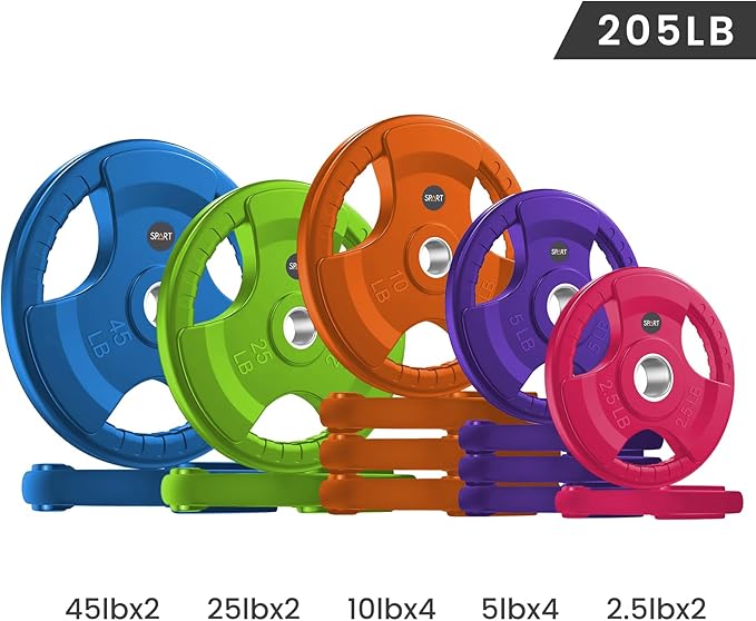 SPART 2-Inch Color Rubber Coated Olympic Grip Plate 2.5LB/5LB/10LB/25LB/35LB/45LB, Two