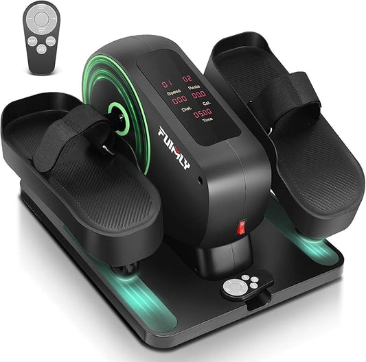 FUNMILY Under Desk Elliptical, Ellipse Leg Exerciser While Sitting for Seniors with Display Monitor, Portable Seated Pedal Exerciser with Remote Control for Home Office Use Fully Assembled