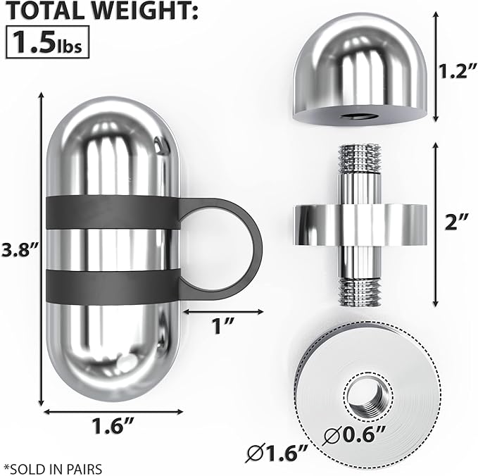 Synergee Cardio Hand Weights. Steel Hand Weights Dumbbell Set with Anti-Slip Silicone Finger Loop for Workout, Fitness, Training for Men and Women. Sold in Pairs. Available in 1lb, 1.5lb and 2lb Sets