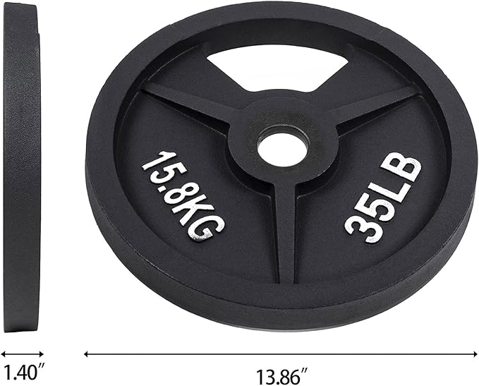 Signature Fitness Cast Iron Plate Weight Plate for Strength Training and Weightlifting, Olympic or Standard
